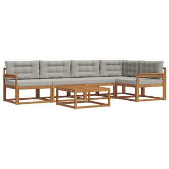 vidaXL Conjunto De Sof&aacute;s De Exterior 6 Pcs Natural Y Gris Claro Vidaxl