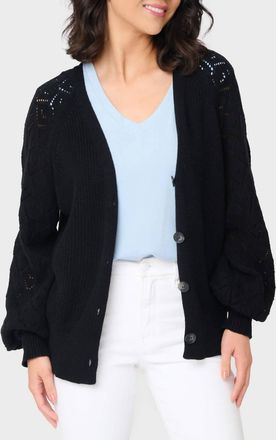 Gibsonlook Gigi Diamond Stitch Crochet Cardigan In Black