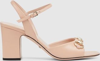 Gucci Womens Horsebit Sandal, Pink, Leather