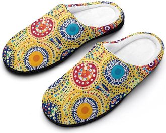 Generic Paisley Mandala Indian Print Womens Slippers Warm House Slippers Indoor House Shoes with Anti-Skid Rubber Sole