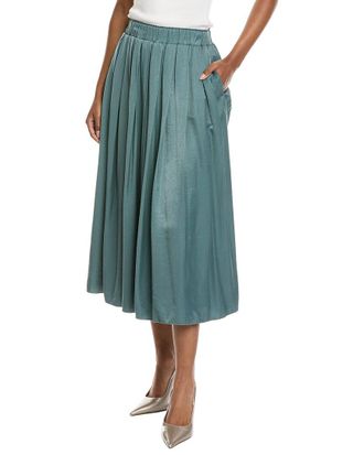 PESERICO Pleated Sateen Skirt