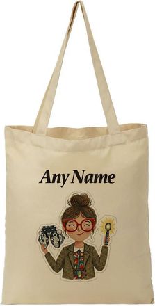 Unigift Personalised Gift - Female Optometrist Tote Shopping Bag (Eye Care Professional Design) Custom Name Message - Optician Graduation Birthday Present