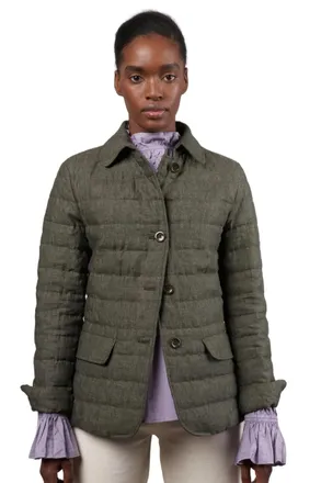 Herno Quilted Linen Down Jacket - Green