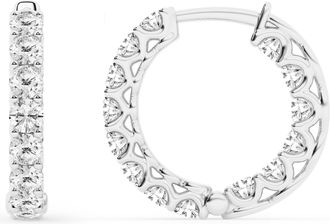 Grown Brilliance 2 Carat Round Lab Grown Inside Out Diamond Hoop Earrings in Sterling Silver, Color G-H, Clarity SI2-I1, Prong Set