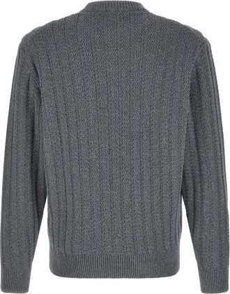 HUGO BOSS Textured Vertical Knit Sweater - gray