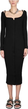 Philosophy di Lorenzo Serafini Fitted Knit Midi Dress - Dames - Casual kleedjes - Zwart - 2XS - Kleedjes