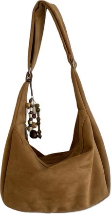 Generic Faux Suede Crossbody Bag for Women - Large Dumpling Hobo Shoulder Purse with Adjustable Strap, Internal Pockets & Polyester Lining for Work, Travel, C