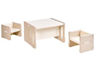 Beliani Set Tavolo E Sedie Per Bambini Stile Montessori Beige Bulloo