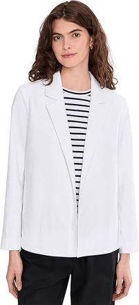 Eileen Fisher Cotton Blend Ponte Blazer Womens Jacket White : SM, Cotton/Polyester/Polyurethane