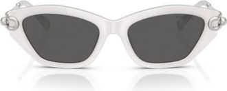 Tiffany & Co. 53mm Cat Eye Sunglasses in Frosted Star White /Dark Grey at Nordstrom