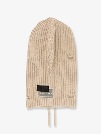 Maison Margiela S52TB0008 Wool Blend Distressed Balaclava - Beige