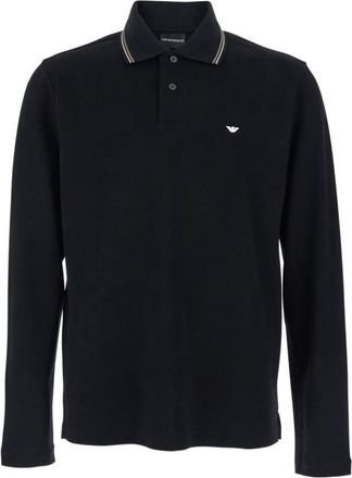 Emporio Armani Black Full Sleeves Logo Polo