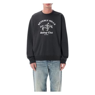 Sporty & Rich Sweatshirts, male, Black, Size: XL BH Riding Club Crewneck