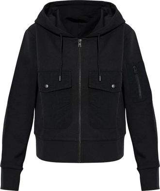 Woolrich Katoenen Hoodie - Dames - Vesten met rits - Zwart - S - Katoen - Hoodies & sweatvesten