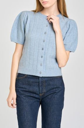 Wayf Bridget Puff Sleeve Cardigan in Slate at Nordstrom, Size X-Small