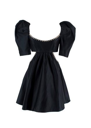 Area Puff-Sleeved Cut-Out Embellished Flared Mini Dress Size XS