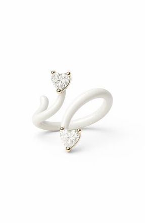 House of Frosted Gemstone Bypass Ring in White Enamel/White Topaz at Nordstrom Rack, Size 7