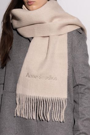 Acne Studios Scarf With Logo Patch, Unisex, Beige