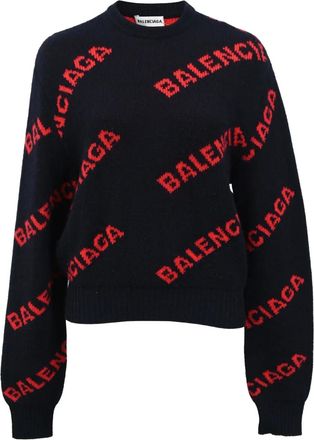 Balenciaga Trui met intarsia logo - Blauw