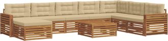 vidaXL Set Di Divani Da Esterno 9 Pz Naturale E Beige Vidaxl