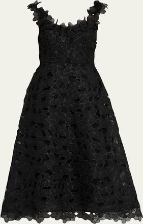 Teri Jon Sleeveless Organza Lace Midi Dress