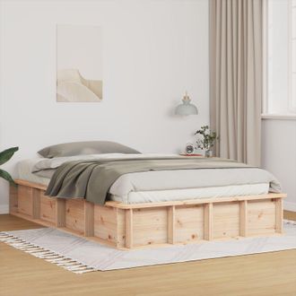Berkfield Home Lift-Up Storage Bed Frame, 140 x 200 cm in Solid Pine in Beige