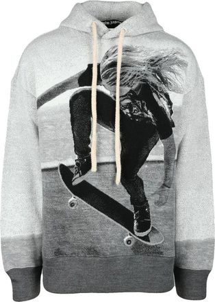 Palm Angels Grayscale Photographic Print Knit Sweatshirt