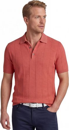 Baileys Korte mouw polo Baileys oranje knitted textuur strepen 3 knoop