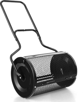 Costway Costway - Esparcidor De C&eacute;sped Y Jard&iacute;n 75 L, Esparcidor De Turba, Musgo, Abono Con Pestillos Laterales Mejorados Y Mango En Forma De U, Malla Met&aacute;lic