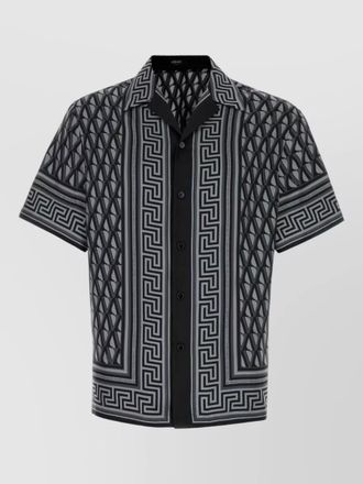 Versace silk slim-fit short-sleeve camp-collar printed shirt