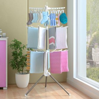 OEM Tendedero Plegable De 3 Niveles Y Perchero Para Colgar Ropa, Color Blanco -crezuo