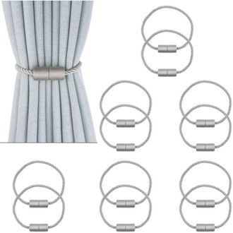 OEM 6 Pares De Alzapa&ntilde;os Magn&eacute;ticos Para Cortinas, Color Gris -crezuo