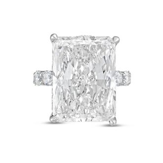 Diana M. Jewels 14kt white gold 3ct lab grown Radiant Diamond Ring with Pav&eacute; Round Band