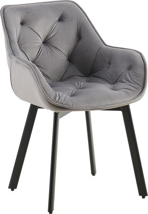 Clp Silla De Comedor Antigo Con Funda De Terciopelo Gris Oscuro