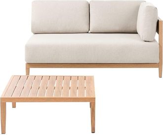 Beliani Garden Sofa with Table 2 Seater SAMPIERI Metal Light Brown