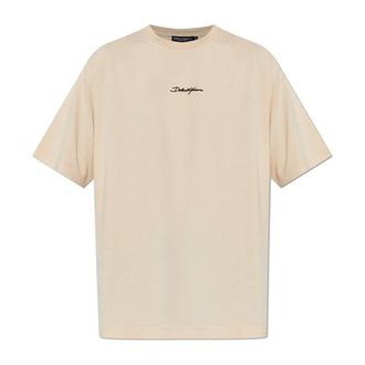 Dolce & Gabbana Camiseta de algod&oacute;n con logo bordado - Tops - Hombre - Beige - 2XL