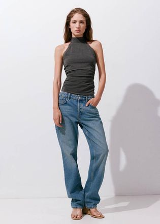 Mango Top collo alto dettagli pizzo grigio - Donna - XS - MANGO