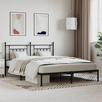 vidaXL Estructura Cama Sin Colch&oacute;n Con Cabecero Metal Negro 180x200 Cm Vidaxl