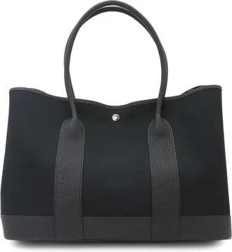 Herm&egrave;s Black Negonda Leather Canvas Tote Bag (Pre-Owned)