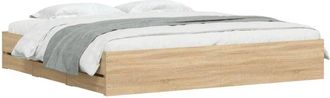 vidaXL Cama con cajones madera ingeniería roble Sonoma 200x200 cm Vidaxl
