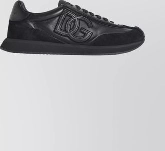 Dolce & Gabbana round toe leather sneakers with suede accents