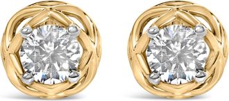 House of Brilliance 10K Yellow Gold Plated.925 Sterling Silver 1.0 Cttw Lab Grown Diamond Openwork Stud Earrings