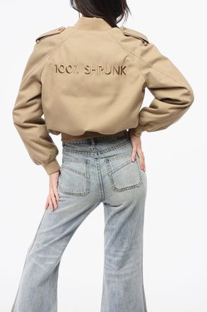 Moschino COUTURE! Solid-Color Cropped Bomber with Two Pockets Moschino