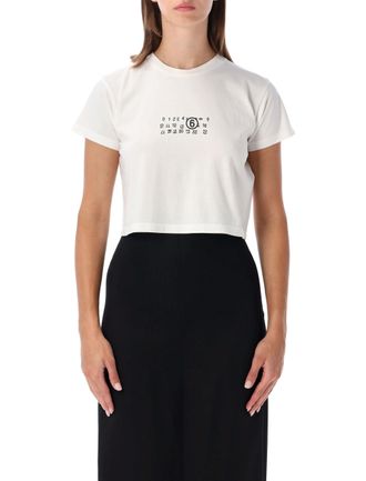 Maison Margiela Cropped Cotton Tee with Numeric Logo Detail