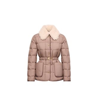Moncler Moncler Cygnes Belted Short Down Jacket, Women, Brown, Size: 0