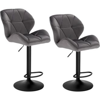 Woltu 2pz Sgabelli da Bar con Schienale Sedia Alta Imbottita Altezza Regolabile Grigio Scuro - Woltu