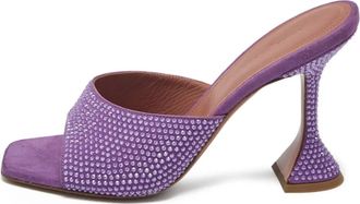 Amina Muaddi Sandali slides con cristalli - Viola