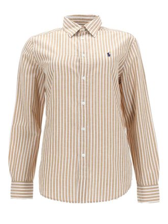 Polo Ralph Lauren Beige Striped Cotton-Linen Casual Shirt