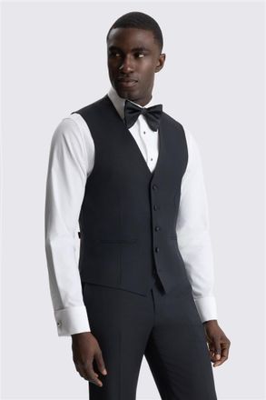 Moss Tailored Fit Performance Black Dresswear Waistcoat