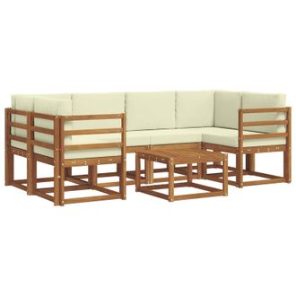vidaXL Conjunto De Sof&aacute;s De Exterior Con Coj&iacute;n 7 Pcs Natural Y Crema Vidaxl